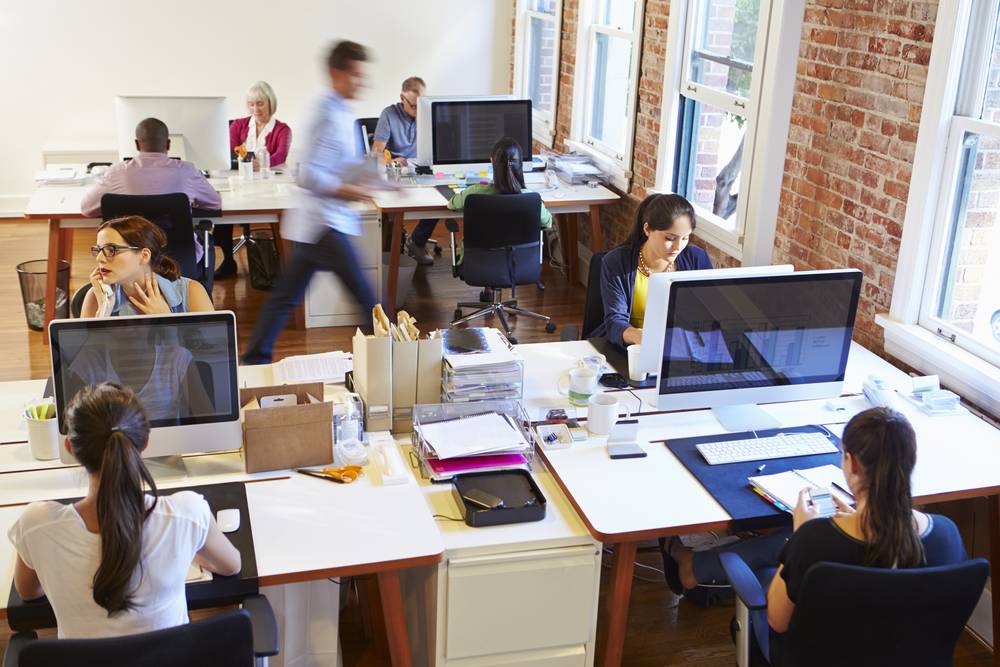 busy office of employees at desks