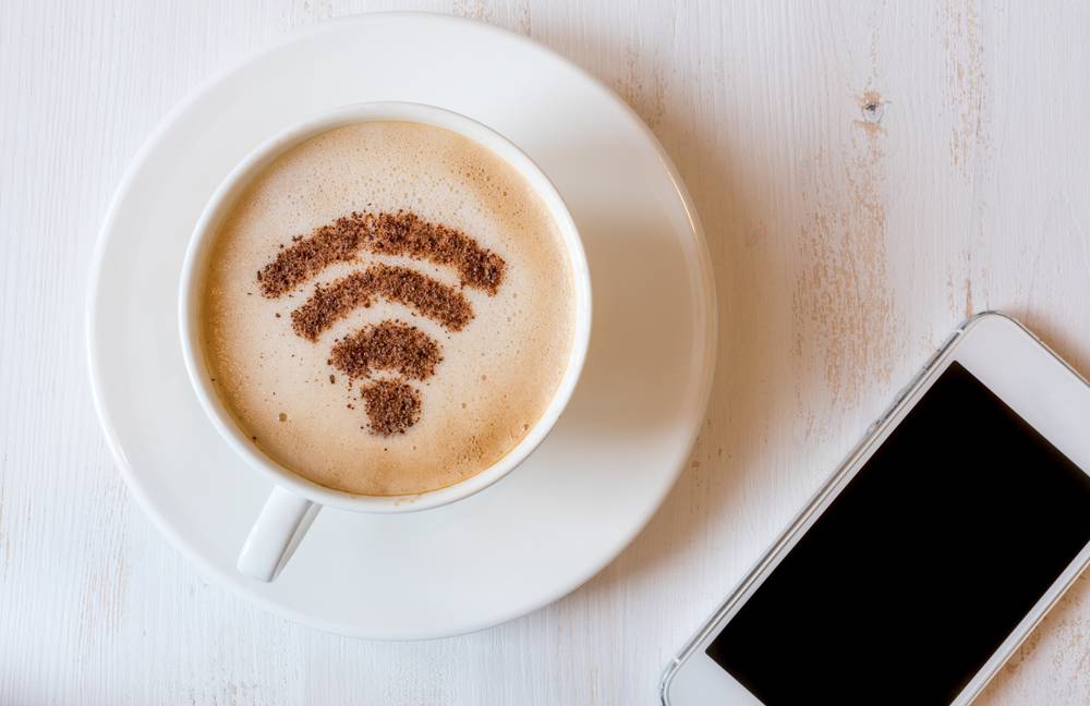 wifi symbol in coffee