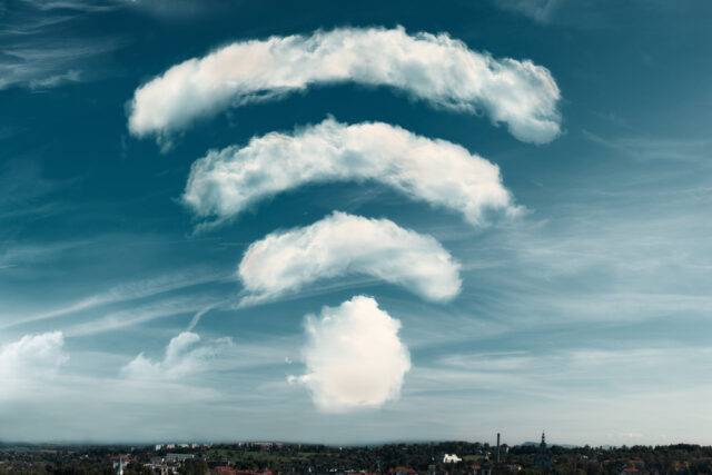 clouds in the shape of a wifi signal