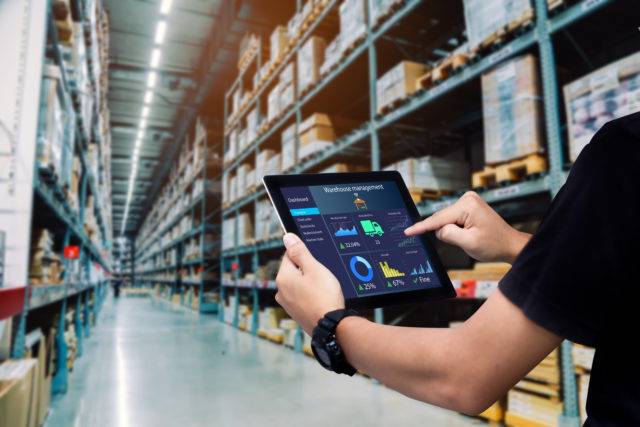 warehouse automation technology on a tablet